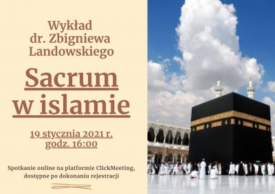 Plakat informujący o wykładzie online organizowanym przez muzeum