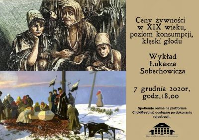 Plakat informujący o wykładzie online organizowanym przez muzeum