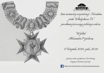 Plakat informujący o wykładzie online organizowanym przez muzeum