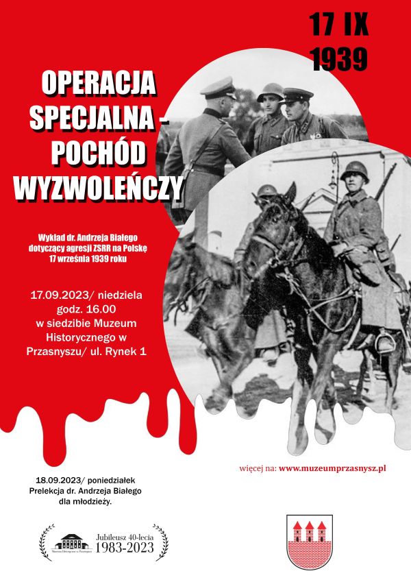 Plakat informujący o wykładzie i prelekcji dr. Andrzeja Białego