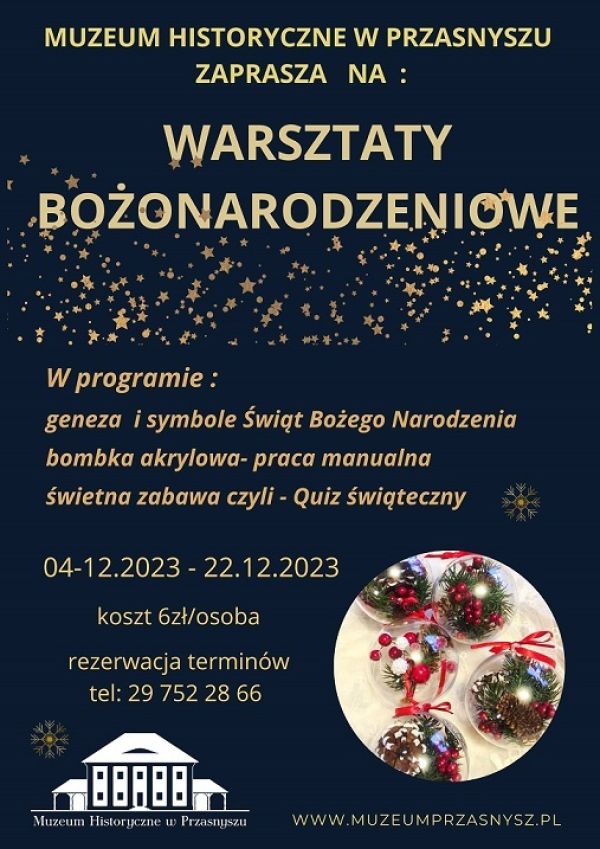Plakat informujący o warsztatach