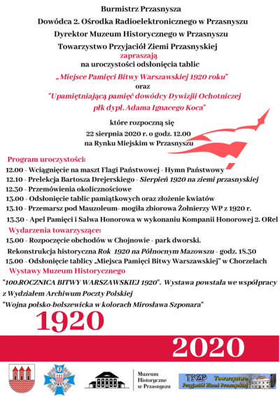 Plakat informujący o zaproszeniu na uroczystości odsłonięcia tablic