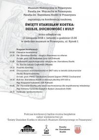 Plakat-zaproszenie na konferencję o św. Stanisławie  Kostce