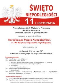 Plakat-zaproszenie na uroczystości z okazji Święta Niepodległości