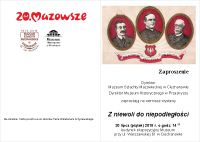 Zaproszenie na wystawę. Widoczne trzy zdjęcia postaci historycznych.