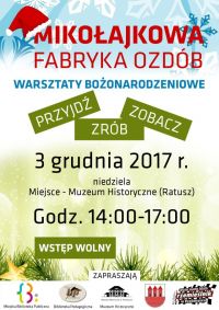 Plakat mikołajkowa fabryka ozdób