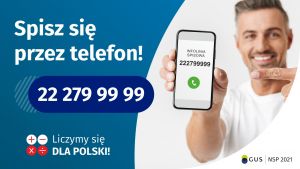 treść plakatu oraz fotografia osoby trzymającej telefon