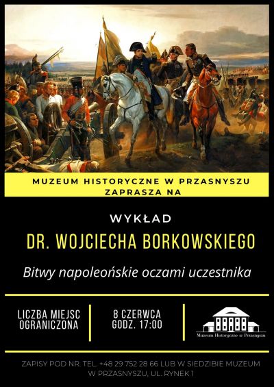 treść plakatu z grafiką przedstawiającą wojska napoleońskie