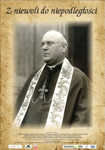 Plansza ze zdjęciem kardynała Aleksandra Kakowskiego