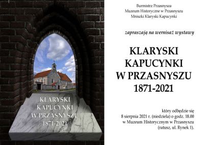 treść plakatu z fotografią klasztoru w oknie