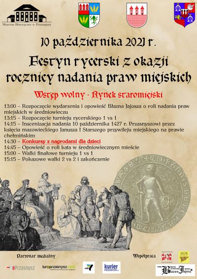 Plakat informujący o festynie rycerskim