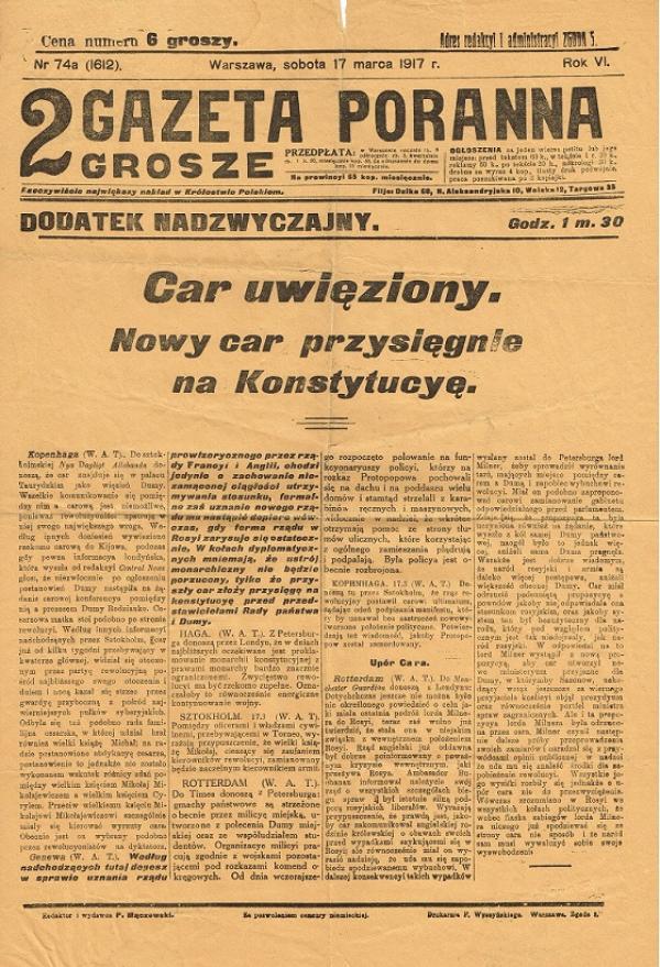 Gazeta z 17 marca 1917 roku i